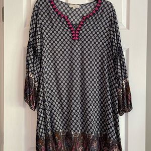 Umgee, XL, navy/hot pink, flowy dress, love the feel of this dress!!! Cot/poly